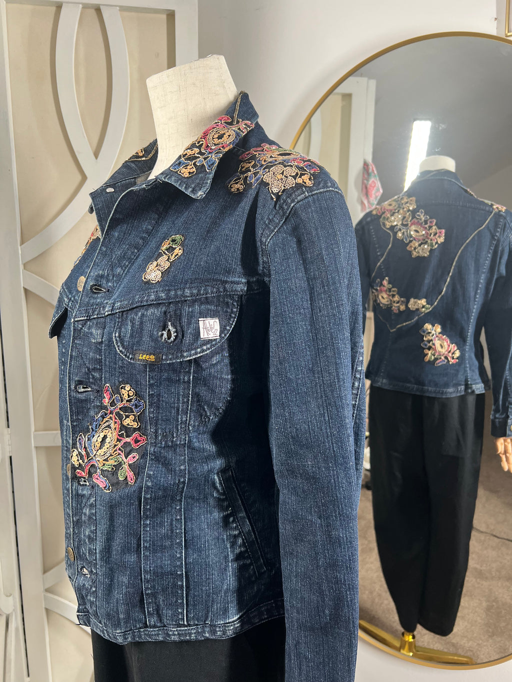 Vintage Denim Jacket with appliqué embroidered Detailing
