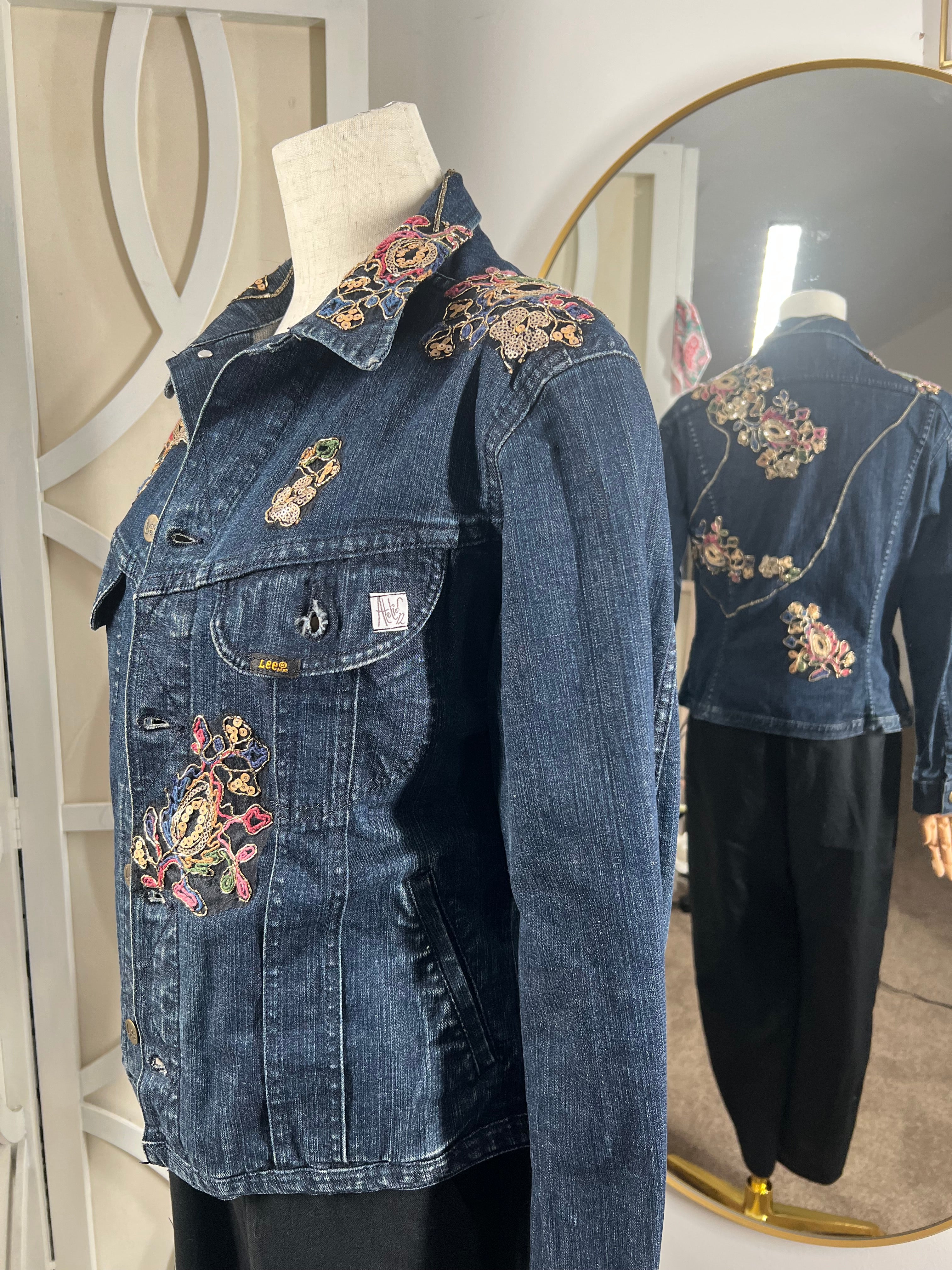 Vintage Denim Jacket with appliqué embroidered Detailing