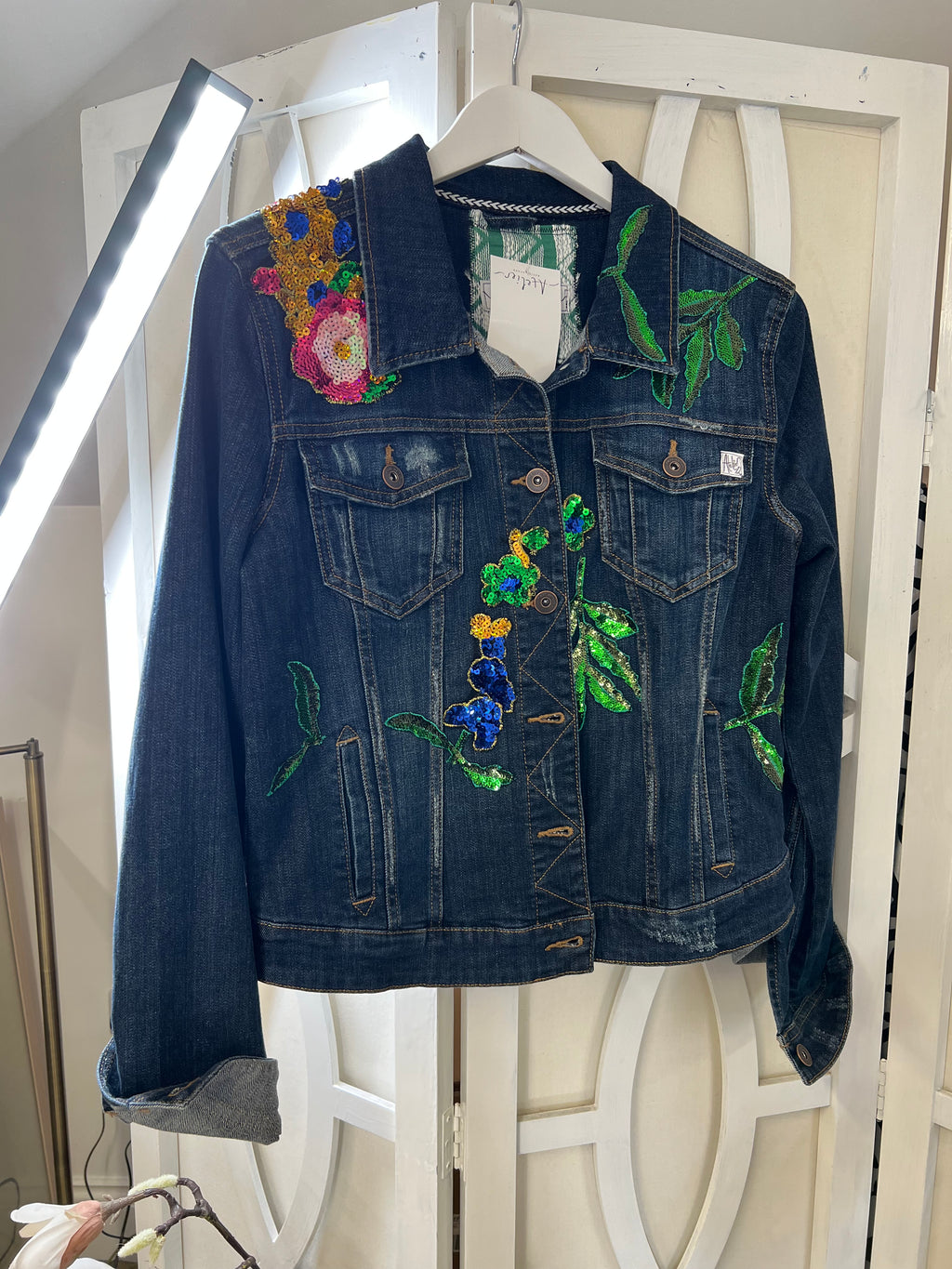 Tropical Sequin Denim jacket limited edition 1 of 1