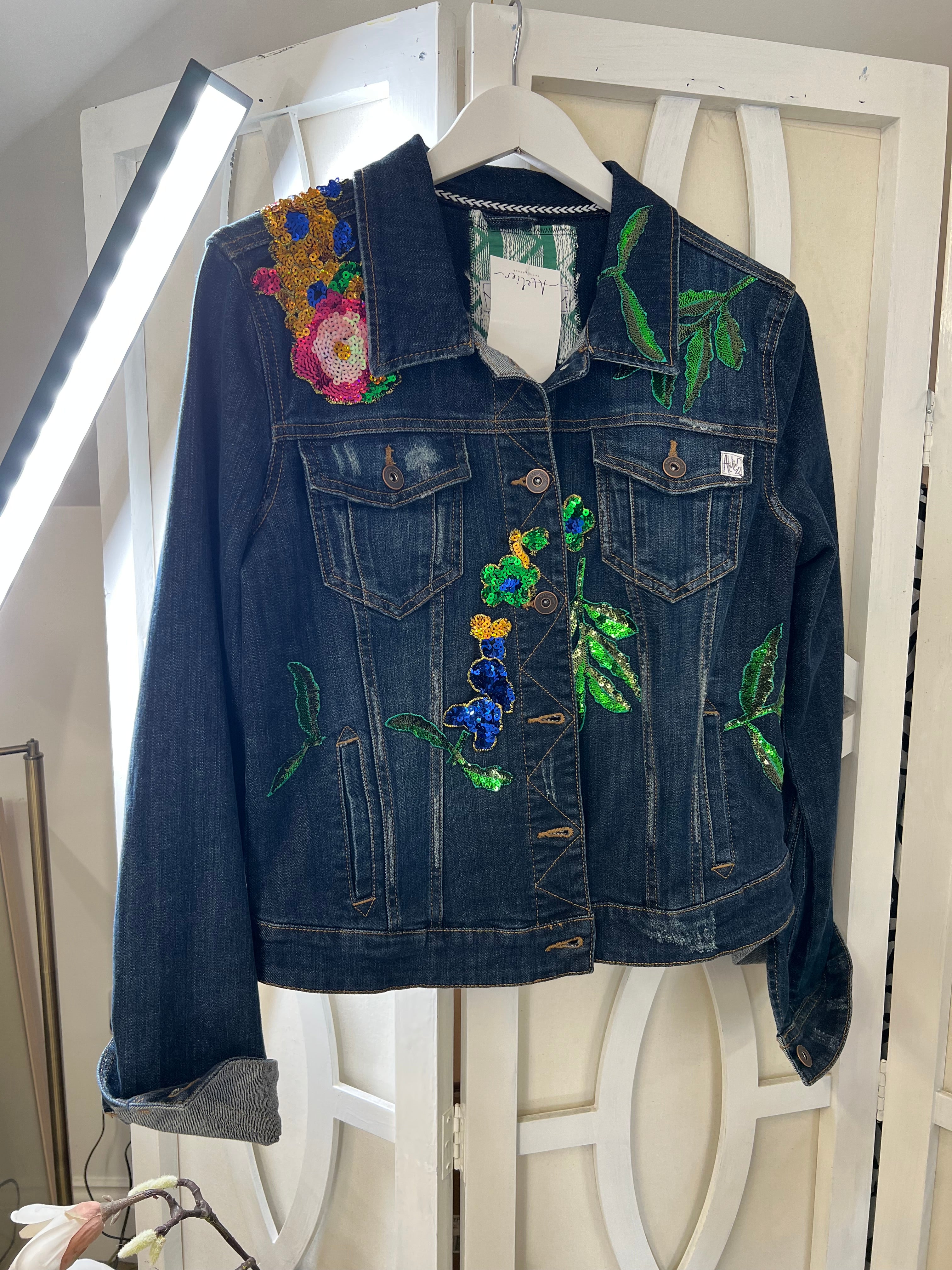 Tropical Sequin Denim jacket limited edition 1 of 1