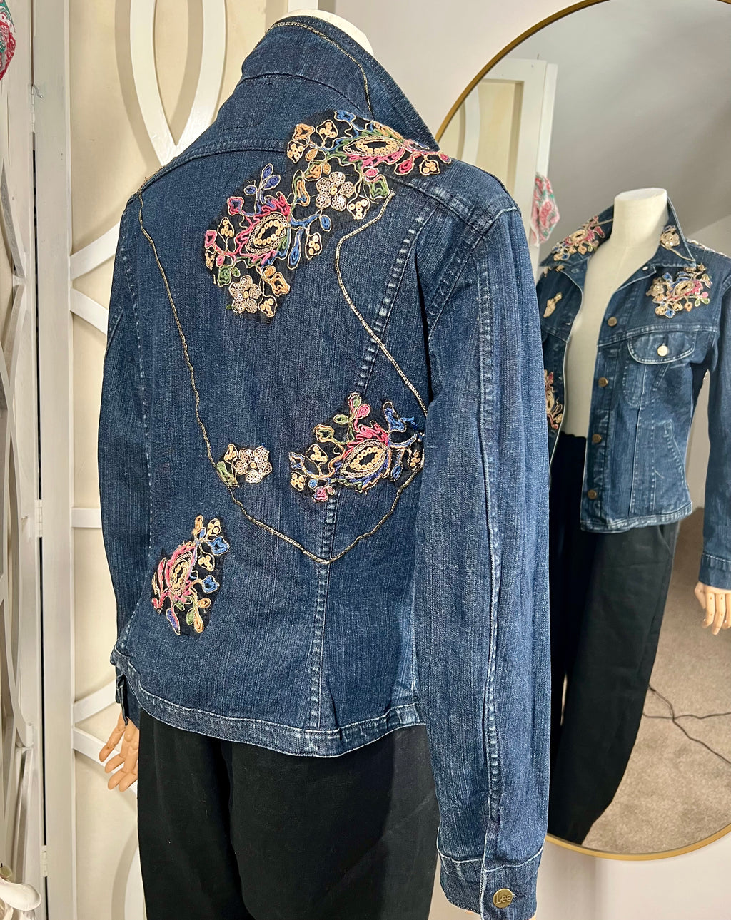 Vintage Denim Jacket with appliqué embroidered Detailing