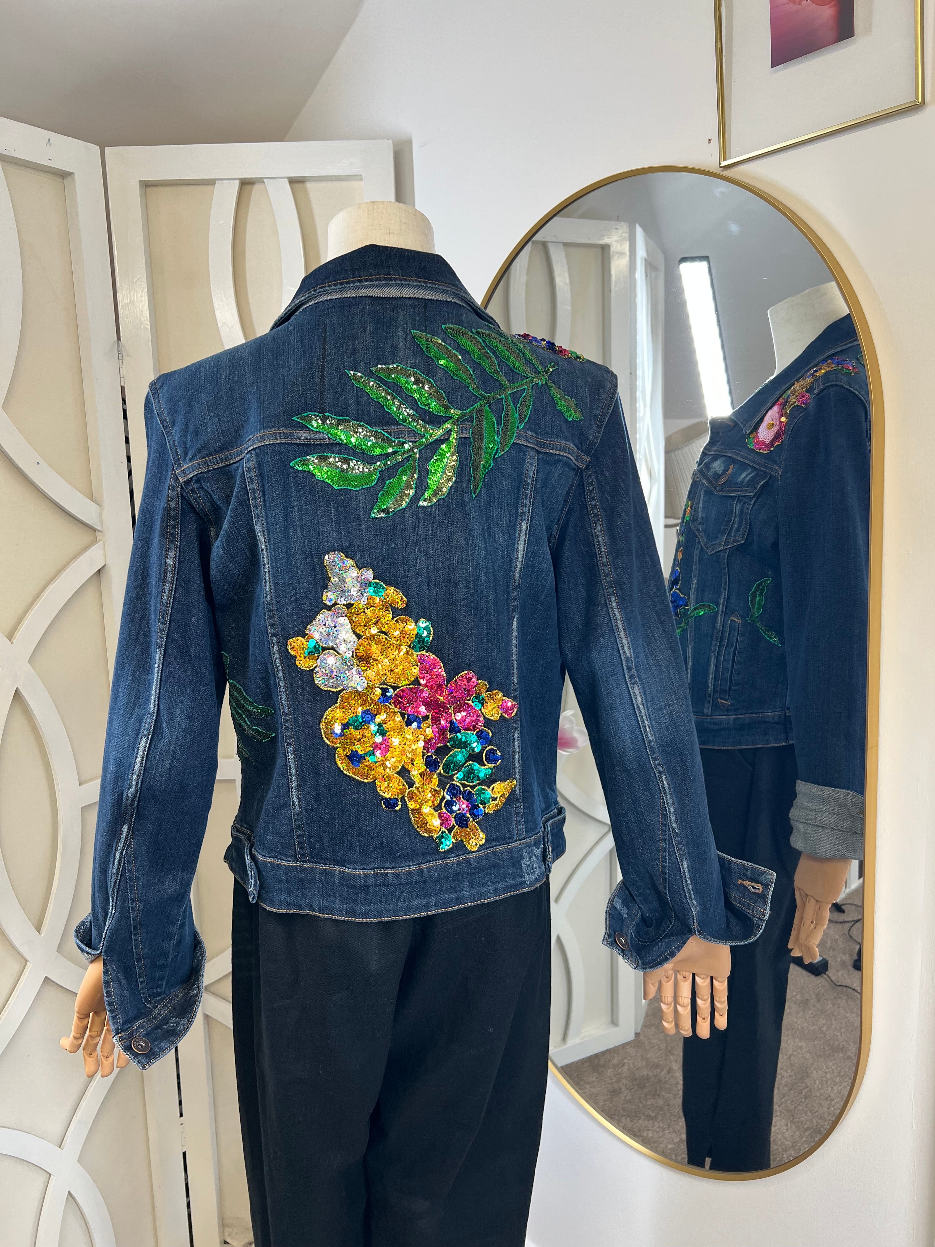 Tropical Sequin Denim jacket limited edition 1 of 1
