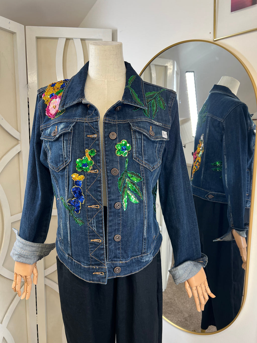 Tropical Sequin Denim jacket limited edition 1 of 1