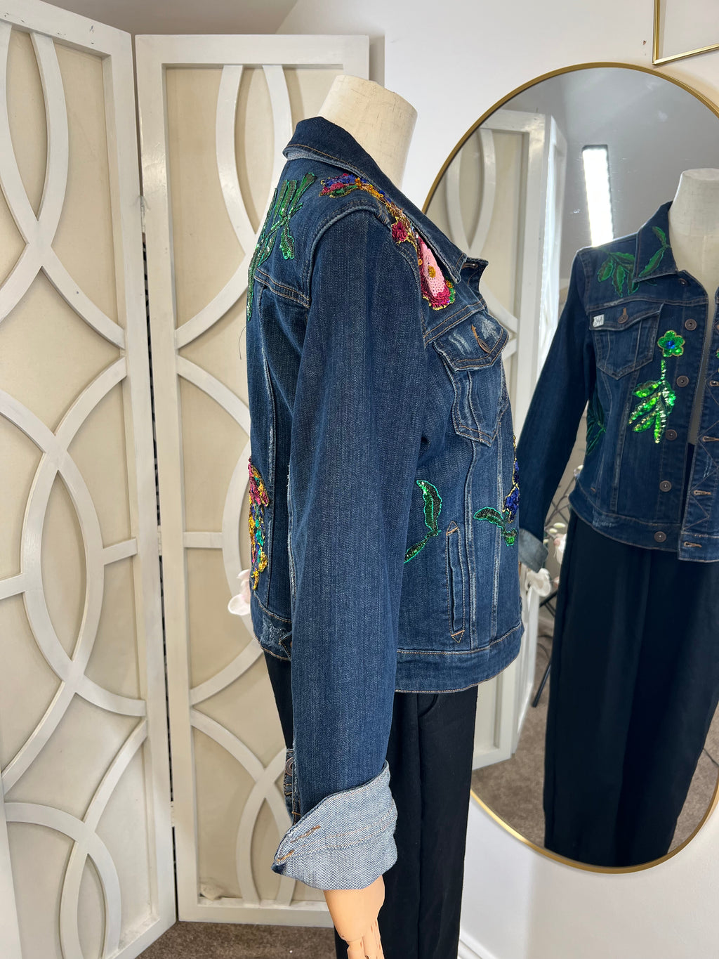 Tropical Sequin Denim jacket limited edition 1 of 1