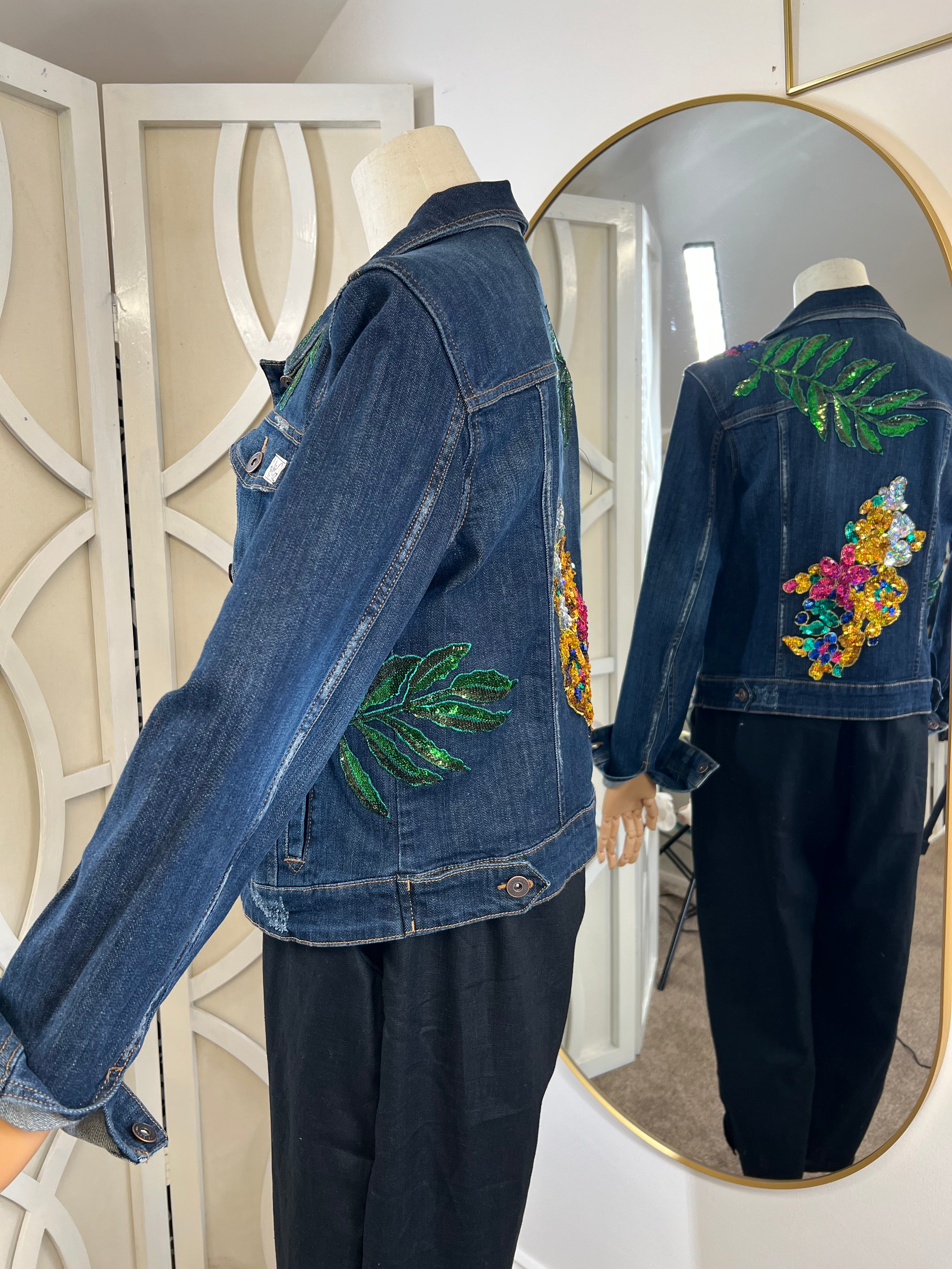 Tropical Sequin Denim jacket limited edition 1 of 1